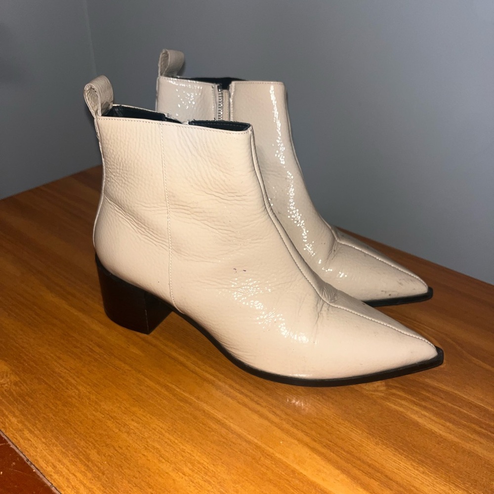 Everlane Glossy Cream Ankle Boots